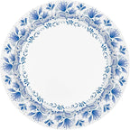 Charmount Large Paper Plates, 100pcs Disposable, Blue Flower Printed, Soak & Cut Proof for Parties & Daily Use