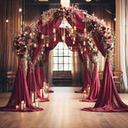 Wokceer Wedding Arch Draping Fabric 6 Panels 28.7" x 20FT Burgundy Drapes Sheer Fabric Backdrop Arch Draping Fabric for Wedding Ceremony Birthday Party Bridal Shower Decoration