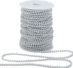 4mm Crafts Faux Pearl Beads Garland Pearl Bead Roll Strand of Pearls to Decorate Floral Centerpieces Wedding Party Favor Christmas Tree(131 Feet Silver)