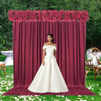 10ft x 10ft Burgundy Backdrop Curtains for Parties, Fabric Satin Background Curtain with Rod Pockets for Weddings, Birthday, Baby Shower, Photography, Graduation Party Backdrop Drapes, 2 Panels