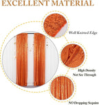 ShinyBeauty Sequin Backdrop, Orange Backdrop Curtains,8 Pieces 2FTx8FT Photo Backdrops,Sparkle Fabric, Glitter Drapery 16x8FT, Shimmer Curtain Panels for Party,Birthday,Halloween Decor Backgrounds