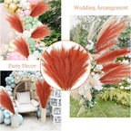 8pcs Orange Pampas Grass Tall, 35" Fluffy Faux Colored Pompas Grass Artificial Orange Pampas Stems Vase Filler Fall Flower Arrangement for Home Wedding Centerpieces Autumn Bohe Decor
