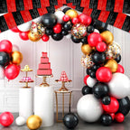 6 Pack 10 Feet Black Red Foil Fringe Garland Metallic Tinsel Streamers Banner Wall Hanging Curtain Backdrop for Parade Floats, Birthday, Graduate, Mother's Day, Wedding Party Decoration