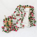 KHOYIME 18 Pack 144 FT Artificial Flower Garland, Fake Pink Roses Vines Silk Flowers Faux Plastic Outdoor Hanging Floral Ivy Garland Decoration for Wedding Arch Bedroom Home Wall Backdrop Room Decor