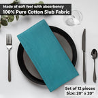 Urban Villa Christmas Dinner Napkins 20’’x20’’ Over Sized Set of 12 Turquise Color Cloth Napkins 100% Cotton Slub Thanks Giving Cloth Napkins Premium Hotel Quality Everyday use Soft Dinner Napkins