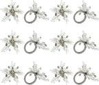 Napkin Rings Set of 12 for Dining Table Decoration Parties Everyday Metal Napkin Holder Leaf White (Pack of 12)
