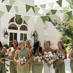 32Ft Sage Green Party Decorations Sage Gingham Banner Olive Green Buffalo Plaid Checkered Triangle Flag Pennant Fabric Garland Streamers for Birthday Baby Shower Wedding Picnic Golf Party Decorations