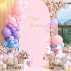 6FT Pink Arch Backdrop Cover - Polyester Fitted Wedding Arch Stand Covers Round Top Chiara Arch Backdrop Cover for Birthday Party Banquet Photo Background Decoration
