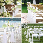 Olgaa Wedding Aisle Decorations for Ceremony Set of 24 Wedding Chair Pew Flowers Church Decorations with Artificial Baby’s Breath and Rhinestone for Weddings Party Bench Aisle (Baby’s Breath)