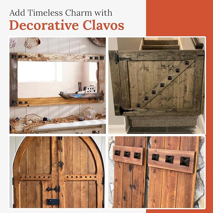 100 Pack 2" Square Head Iron Clavos Decorative Nails – Unfinished – Handmade Rustic Square Fasteners for Farmhouse Shutters, Faux Wood, Barn Doors, Shutters, and Gates – Ornamental Wood Accent