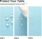Hiasan Waterproof Tablecloth Rectangle - Washable Fabric Table Cloth for Dining Room Kitchen Birthday Party and Outdoor Use, Sky Blue, 60 x 140 Inch