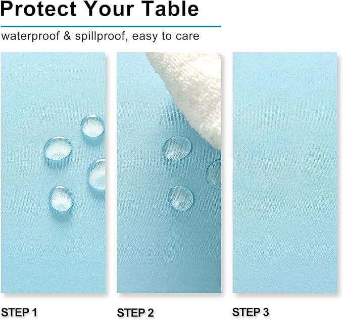 Hiasan Waterproof Tablecloth Rectangle - Washable Fabric Table Cloth for Dining Room Kitchen Birthday Party and Outdoor Use, Sky Blue, 30 x 60 Inch