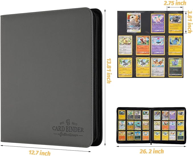 Trading Card Binder, Card Collection Binder Album Folder with 720 Side Loading Pockets, 12 Pocket Trading Card Album Folder for TGC,MTG, Baseball Cards, Yugioh