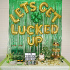 5 Pack Green Fringe Backdrop 3.2ft x 8.2ft Foil Curtain Tinsel Fringe Curtains Backdrop Streamers for Birthday Party Decoration Wedding Christmas Decoration