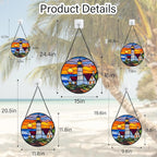 Stained Glass Window Hanging - Sea Lighthouse Suncatcher for Door Terrace Garden Home Decor Sunset Beach Scenery Sun Catcher Birthday Gifts for Lovers Women Men Dad Mom Nana 9.8 in