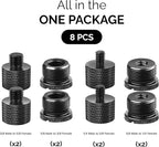 IXTECH Mic Stand Adapter Set 8 pieces Metal Microphone Stand Screw Thread Adapter 5/8 Female to 3/8 Male 3/8 Female to 5/8 Male 5/8 Female to 1/4 Male 1/4 Female to 5/8 Male Tripod Adapter ADP03 Black
