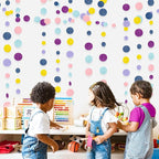 Oh Happy Day Decorations Navy Blue Yellow Purple Pink Boho Felt Circle Dot Garland Hanging Polka Dot Streamer for Classrooms Preschool Everyone is Welcome Homeschool Nursery Birthday Baby Shower Decor