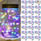 Fairy Lights 7Ft 20 LED Twinkle String Lights 3 Modes Battery Operated Waterproof Firefly Starry for Mason Jar Party Wedding Christmas Valentines Day Table Centerpieces(Rainbow, 24 Pack)
