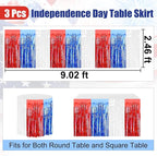 3 Pack 29 x108 Inch White Blue Red Foil Fringe Table Skirts Metallic Banner for Tinsel Streamer Garland Backdrop for Parade Floats Wedding Thanksgiving Birthday Christmas New Year Party Decoration
