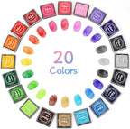 Fstaor 20 Colors Washable Ink Pads for Kids Rubber Stamps, Finger Print Crafts Stamp Pad for Kids, Paper, Scrapbooking, Fabric,Wood (Pack of 20)
