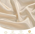 12 Pack 108 Inch Champagne Satin Tablecloth - Premium Bright Silky Round Tablecloth Overlay Smooth Fabric Table Cover, Table Decoration for Wedding Party Banquet Events Restaurant Kitchen Dining