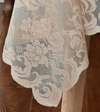 LinenZone Linen Rectangle Tablecloth for Rustic Vintage Decor. Sheer Lace Tablecloth Works Great As Wedding, Thanksgiving or Baby Shower Decor (Mia TC 54 x 72, Linen)
