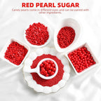 Kasvan Red Pearl Sprinkles, 6 Sizes Mix for Cake Decorating, 230g/8.1oz, Baking Cake Decorations, Ice Cream Toppings and Cookie Decorating, Wedding Party Chirstmas Supplies (Red)