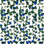 16Pcs 126Ft Royal Blue&White Rose Garland, Fake Rose Hanging Flowers, Artificial Flower Vine, Hanging Floral Vine Garland for Wedding, Wall Arch, Halloween, Christmas Garden Backdrop Decor
