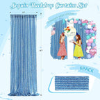 Baby Blue Backdrop Curtains for Party Sequin Fabric 12ftx8ft for Wedding Photography Background Home Decorations 6 Pieces 2ftx8ft
