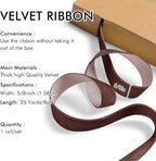 Brown Velvet Ribbon 5/8'' 25 Yards for Christmas Tree, Gift Wrapping, Flower Bouquet, Wreath Decorations, Bow Making