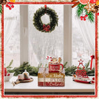 4 Pcs Christmas Table Decor Wooden Hot Cocoa Decoration Christmas Centerpiece Winter Tiered Tray Decor Decorative Red Hot Cocoa Block Signs Gift Farmhouse Xmas Decoration for Home Kitchen