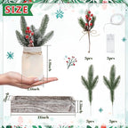 Christmas Mason Jars, Christmas Centerpiece Table Settings, Wood Tray with 3 Painted Jars, Dining Coffee Table Centerpiece, For Kitchen, Living Room, White Mason Jar Decor with Flowers