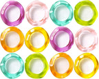 Epoxy Resin Spring Napkin Rings Set of 12 - Irregular Napkin Holders for Dining Table, Party Decor, Weddings, Everyday Use, Elegant Tabletop Accents (Multi Pastel) - CLEENTABLE