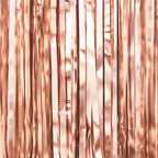 PartyWoo Rose Gold Curtains Backdrop Streamers 3pcs 8.2ft Rose Gold Foil Fringe Tinsel Backdrop Curtain for 21st Birthday Baby Shower Bridal Shower Wedding Engagement Groovy Pajama Party Decorations