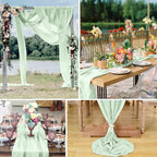 10 Pack 10ft Sage Green Chiffon Table Runners Wedding Table Runner Sheer Romantic Tulle Table Runner for Christmas Wedding Bridal Tea Party Baby Shower Birthday Party Table Decorations(120 x 12 in)