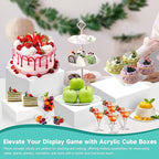 6Pcs Buffet Risers,Food Risers for Buffet Table Display Stand Shelf for Party Catering Dessert Jewelry Collectibles Acrylic Cube Boxes Display Nesting Risers (White-L(5,6,7,8,9,10))