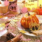 Ferraycle 400 Pcs Thanksgiving Pink and Gold Pumpkin Confetti Christmas Baby Shower Maple Leaf Confetti Glitter Thanksgiving Pumpkin Decorations Table Decorations for Birthday Party Supplies
