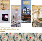 Japanese Table Runner Oriental Tradition Kio Fish Art Printed Burlap Runner Home Kitchen Dining Table Living Room Decor Fabric 1 Panel W13xL108in