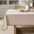 MIULEE Natural-Black Linen Tablecloth 60x84 Inch Rectangle Table Cloth Waterproof,Stain Resistant & Wrinkle Resistant for Dining Party Wedding