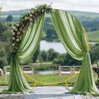 Wokceer Wedding Arch Draping 28.7" x 20FT Sage Green Sheer Fabric Backdrop for Ceremony, Birthday Party, Bridal Shower Decoration