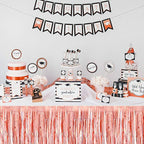 3 Pack 29 x108 Inch Rose Gold Foil Fringe Table Skirts Metallic Banner for Tinsel Streamer Garland Backdrop for Parade Floats Mother's Day, Graduate, Birthday, Wedding Party Decoration