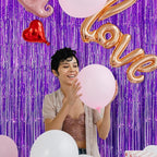 10 Pack Purple Backdrop Curtain 3.2ft x 8.2ft Metallic Tinsel Foil Fringe Curtains Photo Booth Background for Birthday Party Decoration Baby Shower Engagement Wedding Christmas Decoration (Purple)