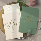 ARTESORI Wedding Vow Book for Her & Him, Soft Touch, Gold Engraving, 28 Lined Pages, Wedding Vow Books His and Hers, Wedding Essentials, Wedding Registry Gifts, His and Hers Gifts [Sage & Ivory]