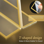 Hoteam 24 Pack 5 x 7 Clear Acrylic Sign Holder with Gold Borders, Gold Picture Frame, Double Sided Wedding Table Number, Acrylic Menu Stands for Wedding Table, Restaurant Sign, Photos Display