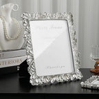 Cuspin 8x10 Picture Frame Silver, Vintage Silver Palm Leaves Textured Hand-Crafted Resin with Glass Front, Elegant Retro Design Photo Frame for Wall and Tabletop Display Home Decor