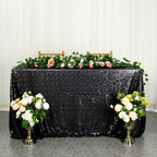 ShinyBeauty 2 Pack 72x72 Inch Black Sequin Tablecloths - Elegant Square Glitter Tablecloth Overlay for Halloween, Wedding, and Birthday Decor
