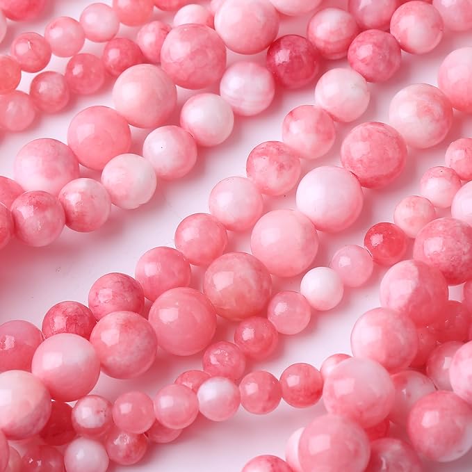 Pink Persian Jade Stone Beads Gemstone Round Crystal Energy Jade Beads Stone Beads for Jewelry Making DIY Bracelet Necklace Jewelry Making 1 Strand 15.5inch 4MM