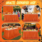 Terracotta 6ft Chiffon Table Skirt for Rectangle Tables or Round Tables Sheer Tablecloth for Halloween Birthday Party Wedding Baby Shower Cake Dessert Decor