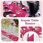 Fuchsia Table Runners 10 Pieces 12x72 Inches Sequin Glitter Table Runner for Birthday Party Baby Shower Holiday Event Table Decorations