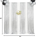 Poise3EHome Silver Sequin Backdrop Curtains,2ft x 8ft Sequin Photography Backdrop Curtain 2 Panels for Party Decoration